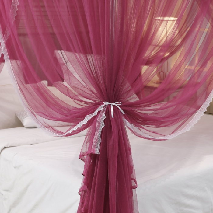 91家纺网 家纺一手货源 找家纺 迷仙巢 2022新款三开门落地式蚊帐-A10芳华 芳华-豆沙