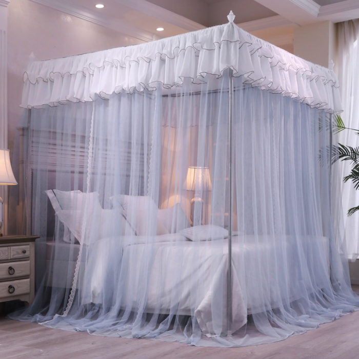 91家纺网 家纺一手货源 找家纺 迷仙巢 2022新款三开门落地式蚊帐-A10芳华芳华-高级灰