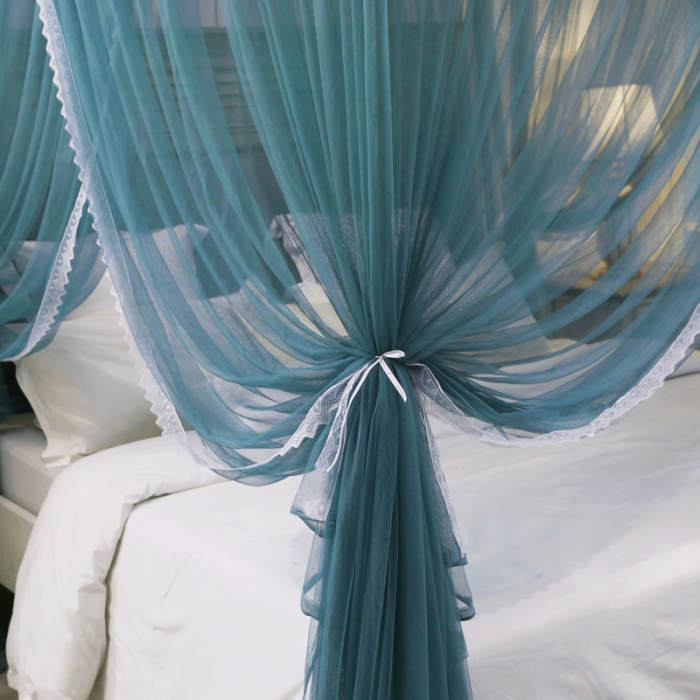 91家纺网 家纺一手货源 找家纺 迷仙巢 2022新款三开门落地式蚊帐-A10芳华芳华-海藻蓝