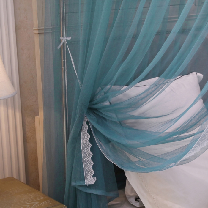 91家纺网 家纺一手货源 找家纺 迷仙巢 2022新款三开门落地式蚊帐-A10芳华芳华-海藻蓝