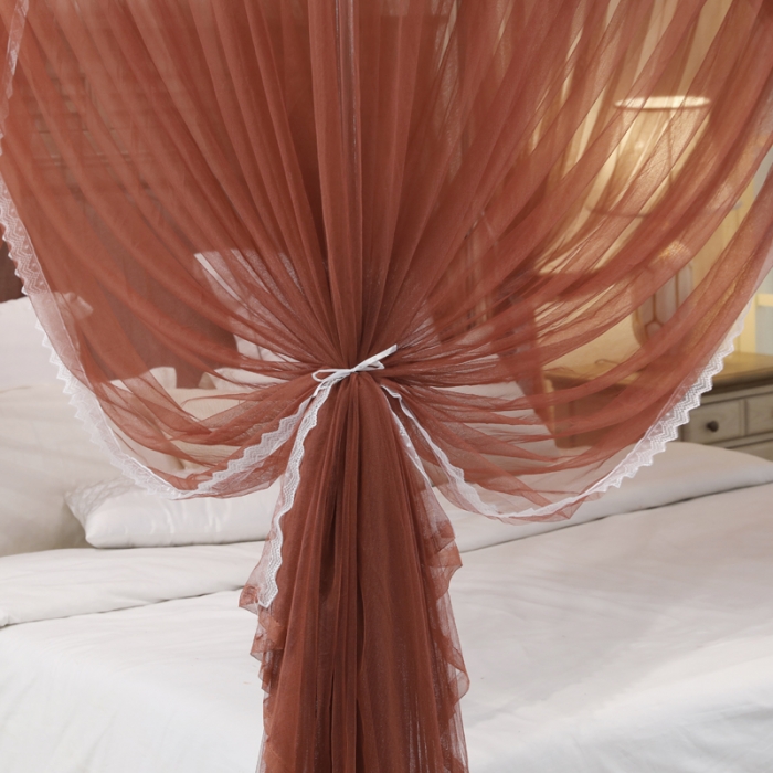 91家纺网 家纺一手货源 找家纺 迷仙巢 2022新款三开门落地式蚊帐-A10芳华 芳华-咖色