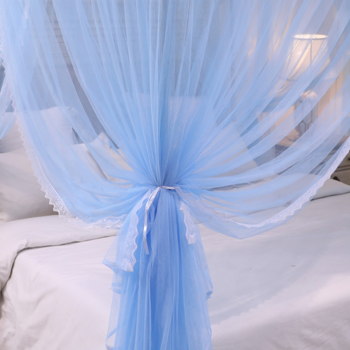 91家纺网 家纺一手货源 找家纺 迷仙巢 2022新款三开门落地式蚊帐-A10芳华 芳华-天蓝