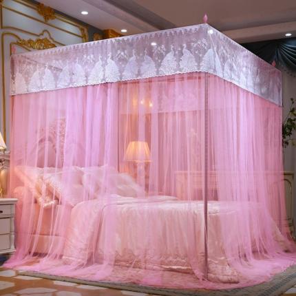 91家纺网 家纺一手货源 找家纺 迷仙巢家纺 新款宫廷三开门落地蚊帐-C70风华绝代孔雀粉