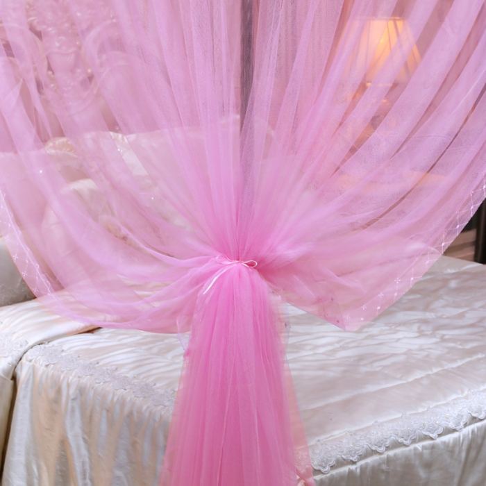 91家纺网 家纺一手货源 找家纺 迷仙巢家纺 新款宫廷三开门落地蚊帐-C70风华绝代孔雀粉