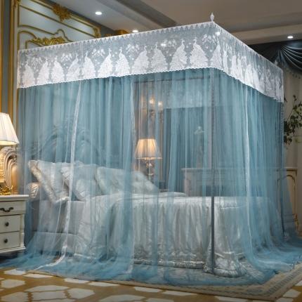 91家纺网 家纺一手货源 找家纺 迷仙巢家纺 新款宫廷三开门落地蚊帐-C70风华绝代孔雀蓝