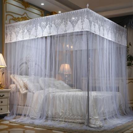 91家纺网 家纺一手货源 找家纺 迷仙巢家纺 新款宫廷三开门落地蚊帐-C70风华绝代孔雀灰