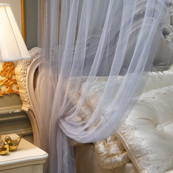 91家纺网 家纺一手货源 找家纺 迷仙巢家纺 新款宫廷三开门落地蚊帐-C70风华绝代孔雀灰