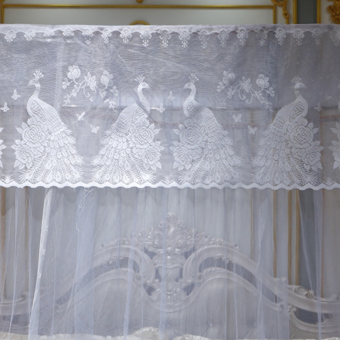 91家纺网 家纺一手货源 找家纺 迷仙巢家纺 新款宫廷三开门落地蚊帐-C70风华绝代孔雀灰