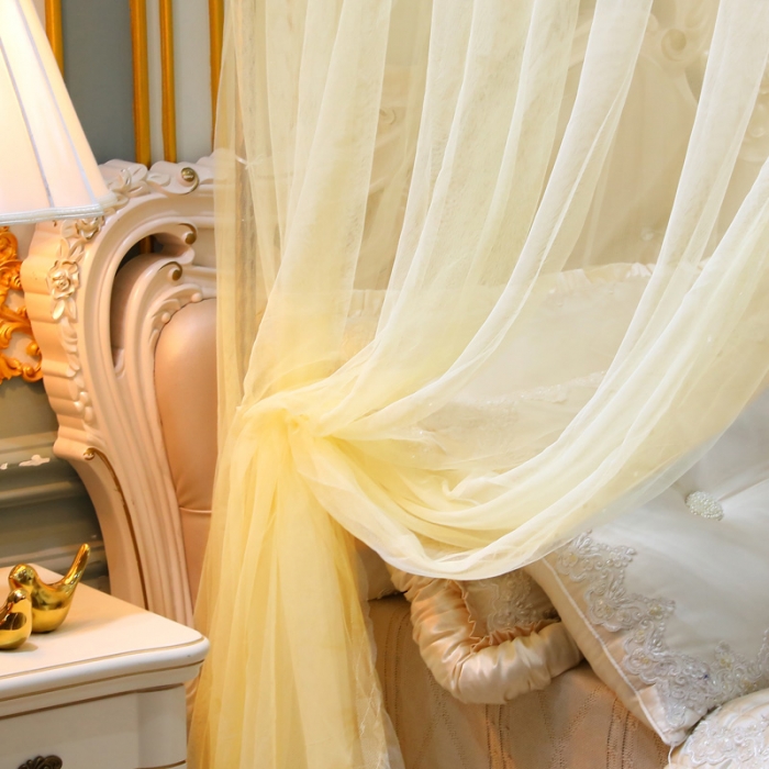 91家纺网 家纺一手货源 找家纺 迷仙巢家纺 新款宫廷三开门落地蚊帐-C70风华绝代孔雀黄