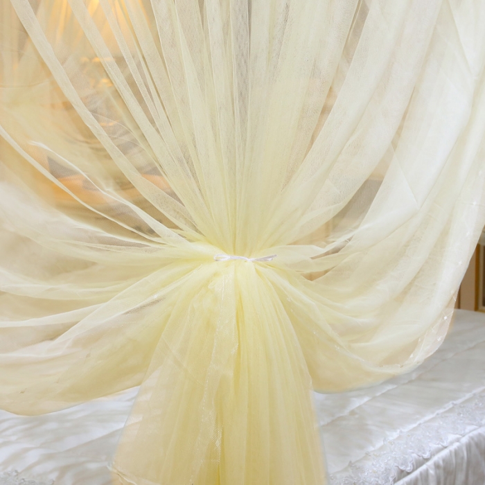 91家纺网 家纺一手货源 找家纺 迷仙巢家纺 新款宫廷三开门落地蚊帐-C70风华绝代孔雀黄