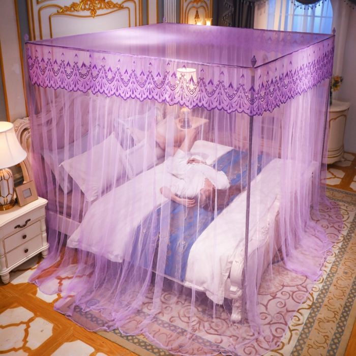 91家纺网 家纺一手货源 找家纺 迷仙巢家纺 2022新款落地宫廷蚊帐-C60粉黛佳人紫色