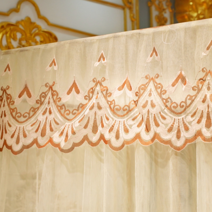 91家纺网 家纺一手货源 找家纺 迷仙巢家纺 2022新款落地宫廷蚊帐-C60粉黛佳人米黄