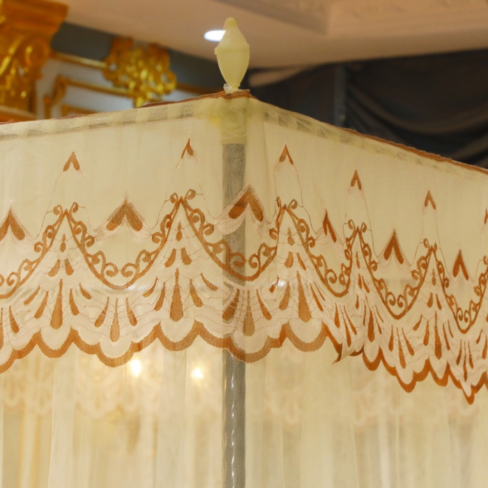 91家纺网 家纺一手货源 找家纺 迷仙巢家纺 2022新款落地宫廷蚊帐-C60粉黛佳人米黄