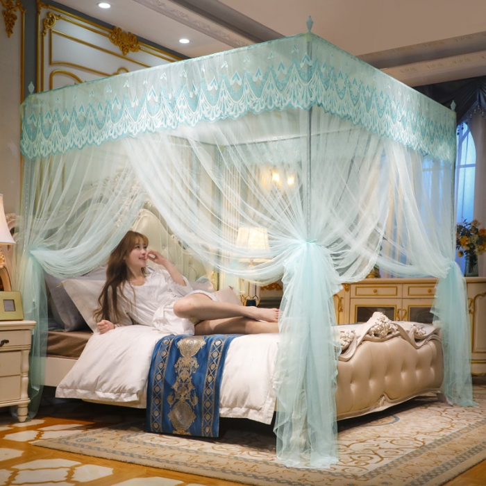 91家纺网 家纺一手货源 找家纺 迷仙巢家纺 2022新款落地宫廷蚊帐-C60粉黛佳人兰色