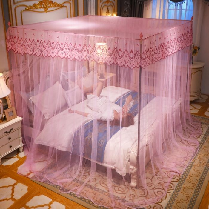 91家纺网 家纺一手货源 找家纺 迷仙巢家纺 2022新款落地宫廷蚊帐-C60粉黛佳人粉红