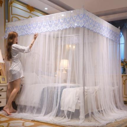 91家纺网 家纺一手货源 找家纺 迷仙巢家纺 2022新款落地宫廷蚊帐-C60粉黛佳人白色