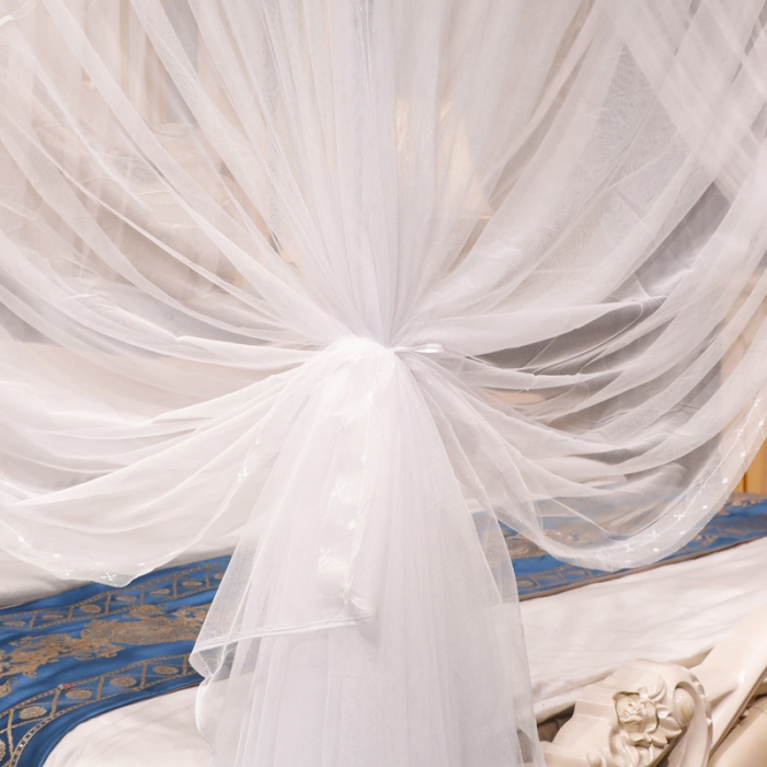 91家纺网 家纺一手货源 找家纺 迷仙巢家纺 2022新款落地宫廷蚊帐-C60粉黛佳人白色