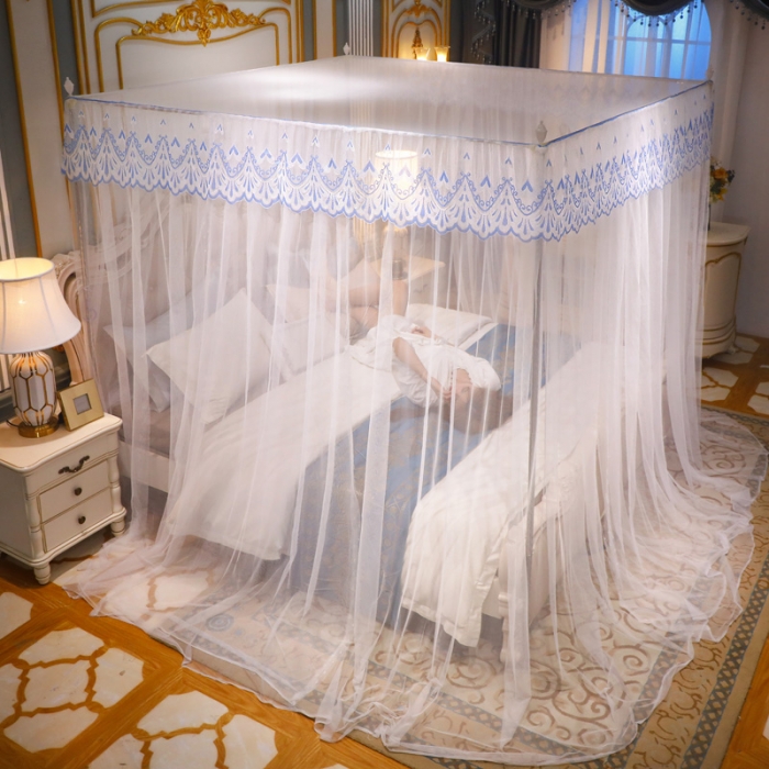 91家纺网 家纺一手货源 找家纺 迷仙巢家纺 2022新款落地宫廷蚊帐-C60粉黛佳人白色