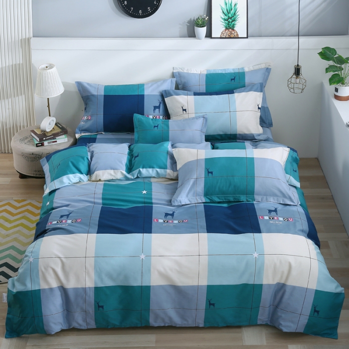 91家纺网 家纺一手货源 找家纺 雨萝家纺 2022新款纯棉四件套全棉学生宿舍三件套洛维思