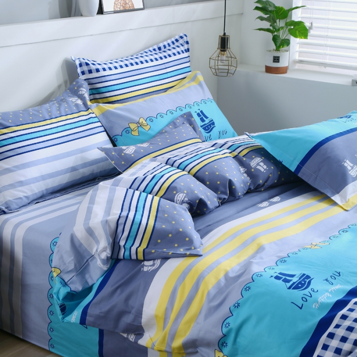 91家纺网 家纺一手货源 找家纺 雨萝家纺 2022新款纯棉四件套全棉学生宿舍三件套扬帆起航