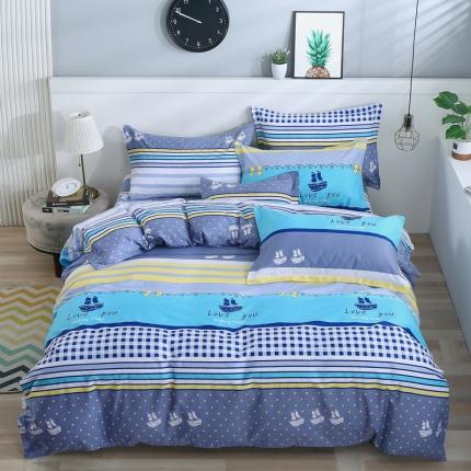 雨萝家纺 2022新款纯棉四件套全棉学生宿舍三件套扬帆起航