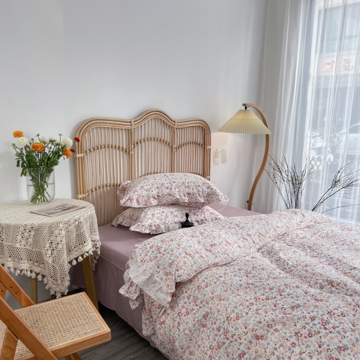 91家纺网 家纺一手货源 找家纺 源启 2021新款复古花边双层纱全棉四件套纯棉若雨