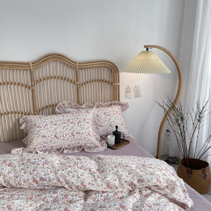 91家纺网 家纺一手货源 找家纺 源启 2021新款复古花边双层纱全棉四件套纯棉若雨