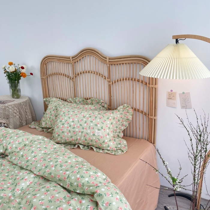 91家纺网 家纺一手货源 找家纺 源启 2021新款复古花边双层纱全棉四件套纯棉花开