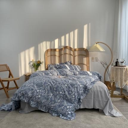 91家纺网 家纺一手货源 找家纺 源启 2022新款韩系小清新花边款双层纱四件套 日和