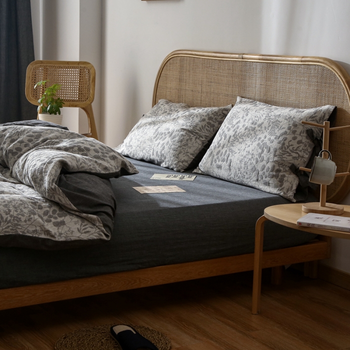 91家纺网 家纺一手货源 找家纺 总安莱 2022高端双层纱栀子花色织大提花蝴蝶结工艺款四件套