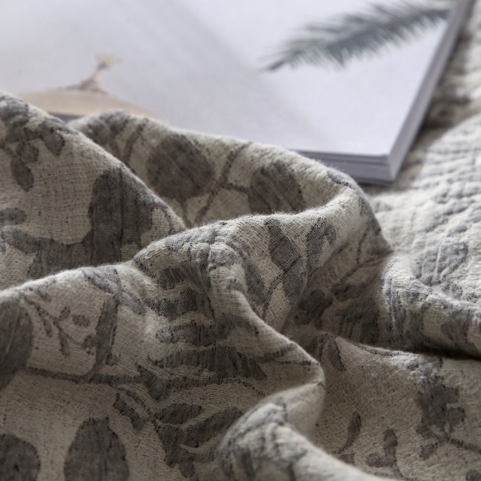 91家纺网 家纺一手货源 找家纺 总安莱 2022高端双层纱栀子花色织大提花蝴蝶结工艺款四件套