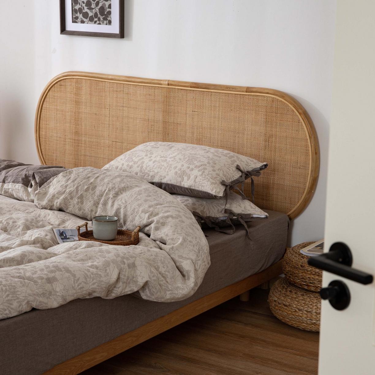 91家纺网 家纺一手货源 找家纺 安莱 2022高端双层纱栀子花色织大提花蝴蝶结工艺款四件套 栀子花浅灰