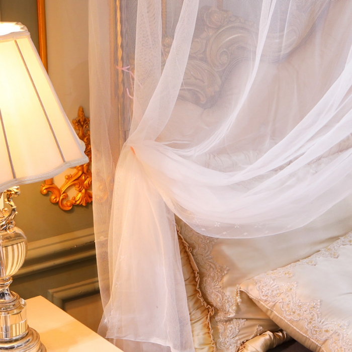91家纺网 家纺一手货源 找家纺 初心 2025新款落地宫廷蚊帐-粉黛佳人白色