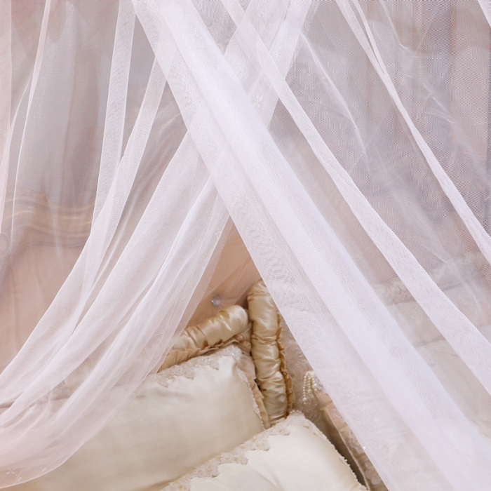 91家纺网 家纺一手货源 找家纺 初心 2025新款落地宫廷蚊帐-粉黛佳人白色