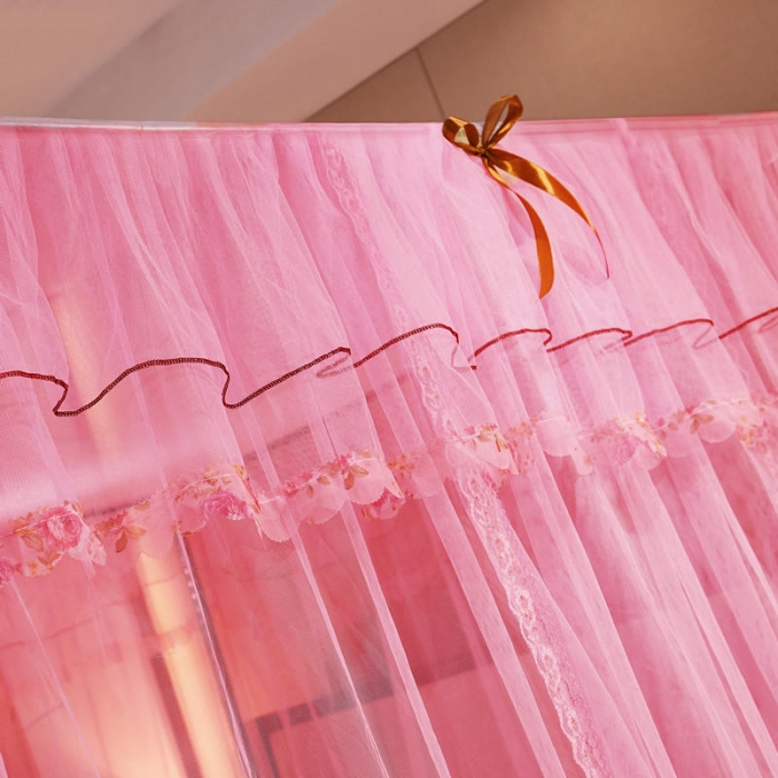 91家纺网 家纺一手货源 找家纺 初心 2025新款落地宫廷蚊帐-粉黛佳人粉