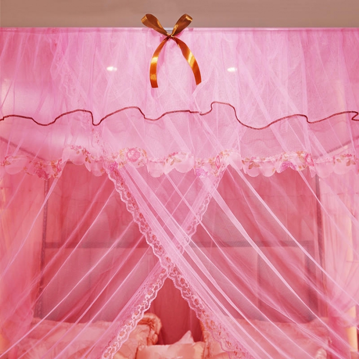 91家纺网 家纺一手货源 找家纺 初心 2025新款落地宫廷蚊帐-粉黛佳人粉