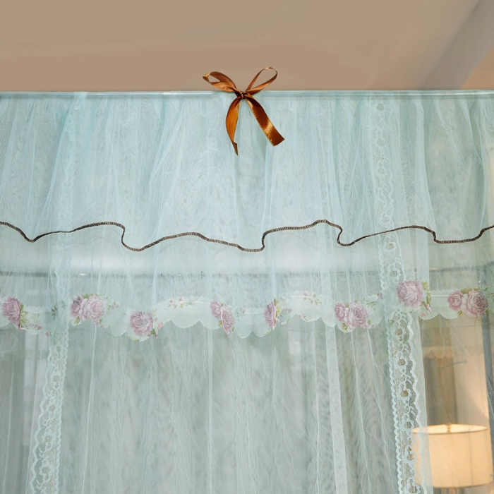 91家纺网 家纺一手货源 找家纺 初心 2025新款落地宫廷蚊帐-粉黛佳人水蓝