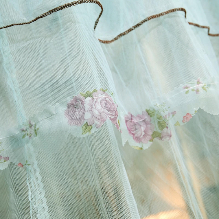 91家纺网 家纺一手货源 找家纺 初心 2025新款落地宫廷蚊帐-粉黛佳人水蓝