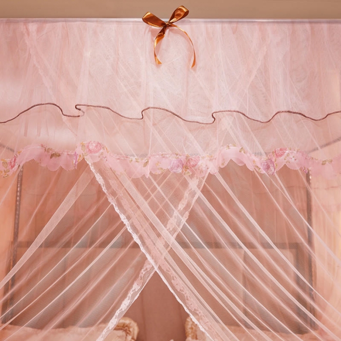91家纺网 家纺一手货源 找家纺 初心 2025新款落地宫廷蚊帐-粉黛佳人玉色