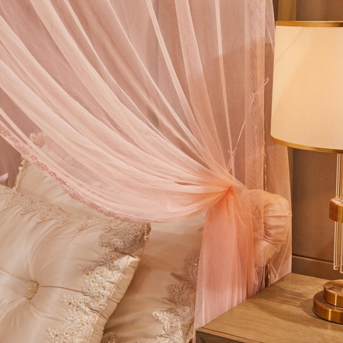 91家纺网 家纺一手货源 找家纺 初心 2025新款落地宫廷蚊帐-粉黛佳人玉色