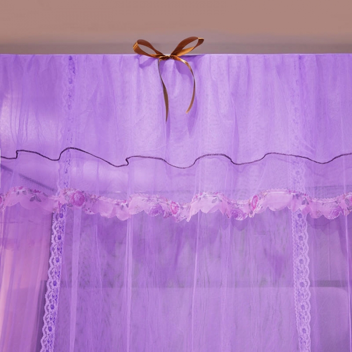 91家纺网 家纺一手货源 找家纺 初心 2025新款落地宫廷蚊帐-粉黛佳人紫色
