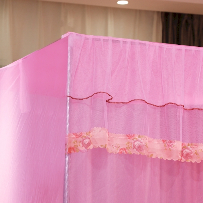 91家纺网 家纺一手货源 找家纺 初心 2025新款防尘顶盛夏单开门蚊帐粉色