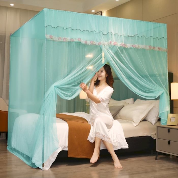 91家纺网 家纺一手货源 找家纺 初心 2025新款防尘顶盛夏单开门蚊帐水绿