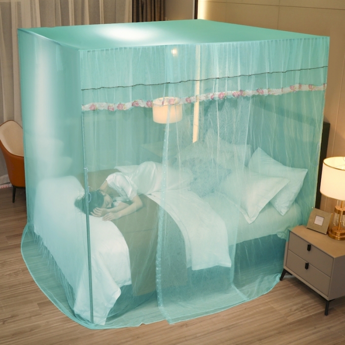 91家纺网 家纺一手货源 找家纺 初心 2025新款防尘顶盛夏单开门蚊帐水绿