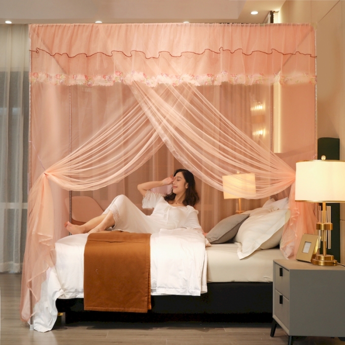 91家纺网 家纺一手货源 找家纺 初心 2025新款防尘顶盛夏单开门蚊帐玉色