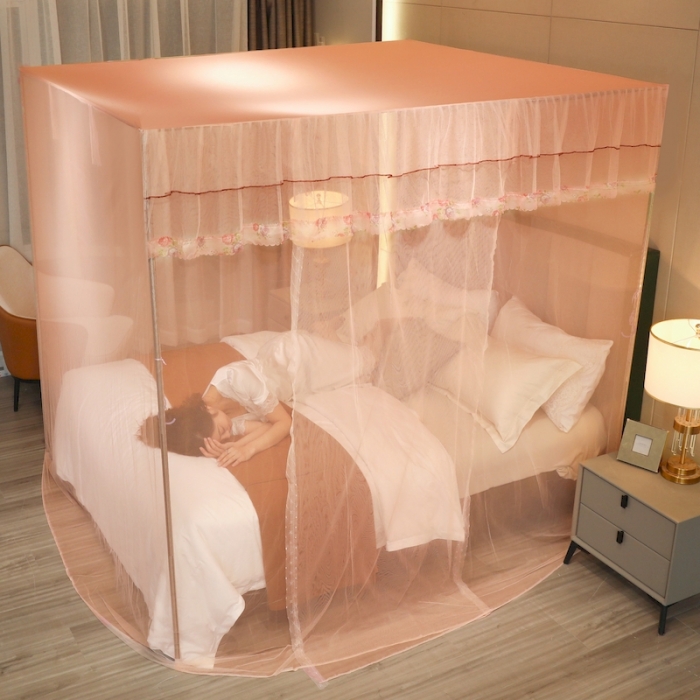 91家纺网 家纺一手货源 找家纺 初心 2025新款防尘顶盛夏单开门蚊帐玉色