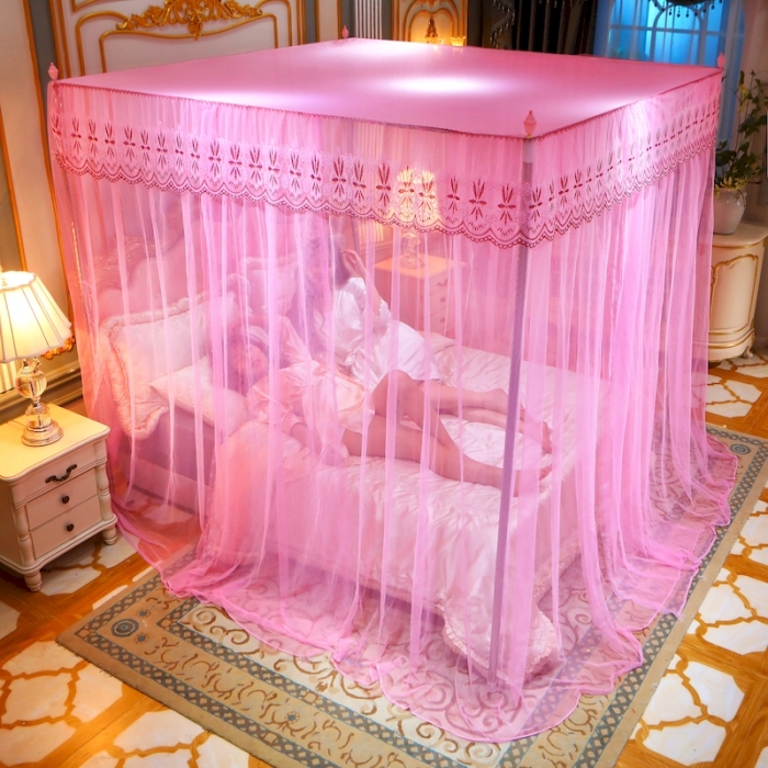 91家纺网 家纺一手货源 找家纺 初心 2025新款落地蚊帐-花语粉