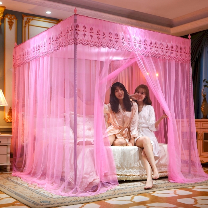 91家纺网 家纺一手货源 找家纺 初心 2025新款落地蚊帐-花语粉