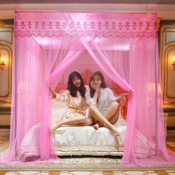 91家纺网 家纺一手货源 找家纺 初心 2025新款落地蚊帐-花语粉