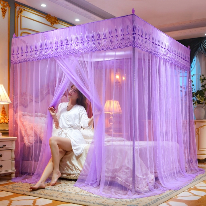 91家纺网 家纺一手货源 找家纺 初心 2025新款落地蚊帐-花语花语-紫